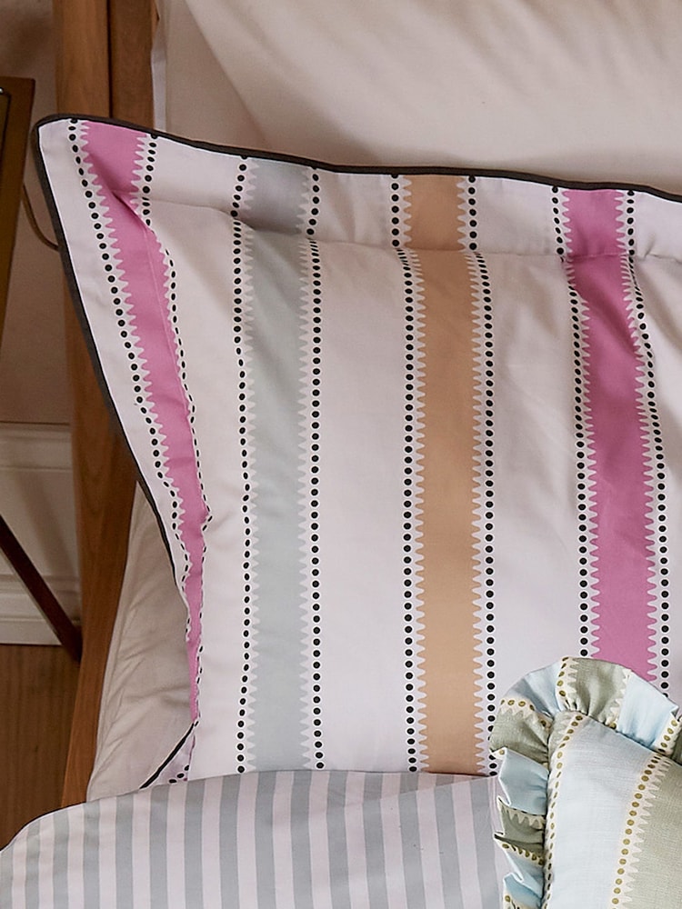 Yvonne Ellen Multi Wobble Stripe 100% Cotton Pillowcase Pair - Image 2 of 6