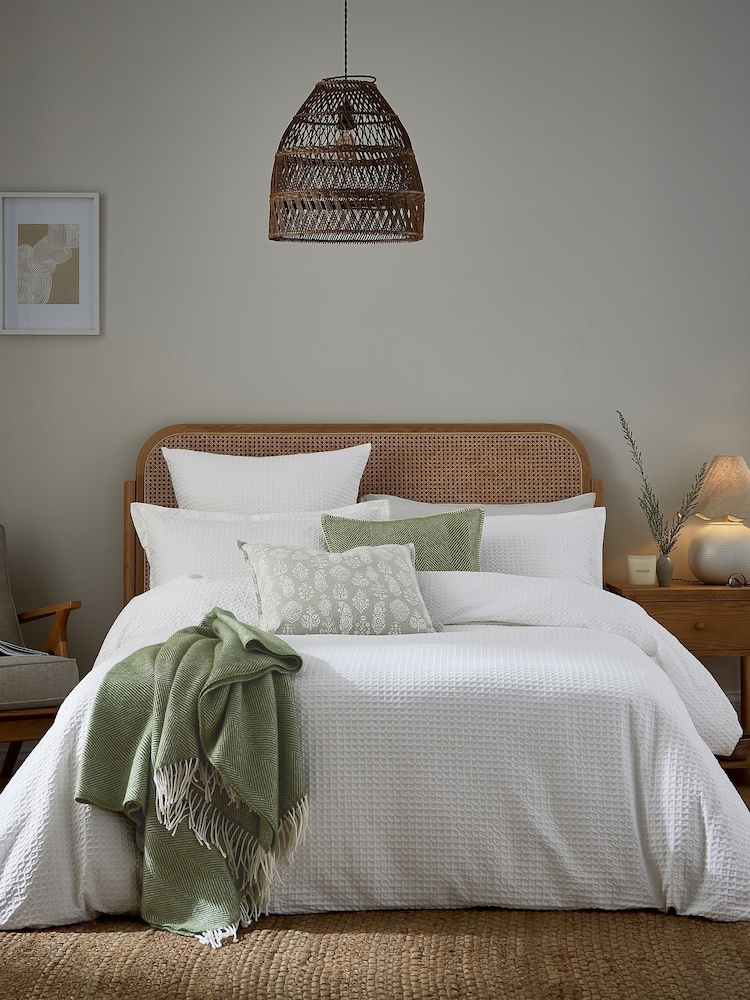 Murmur White Lida Waffle 100% Cotton Duvet Set - Image 2 of 6