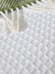 Murmur White Lida Waffle 100% Cotton Duvet Set - Image 4 of 6
