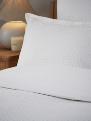 Murmur White Lida Waffle 100% Cotton Duvet Set - Image 5 of 6