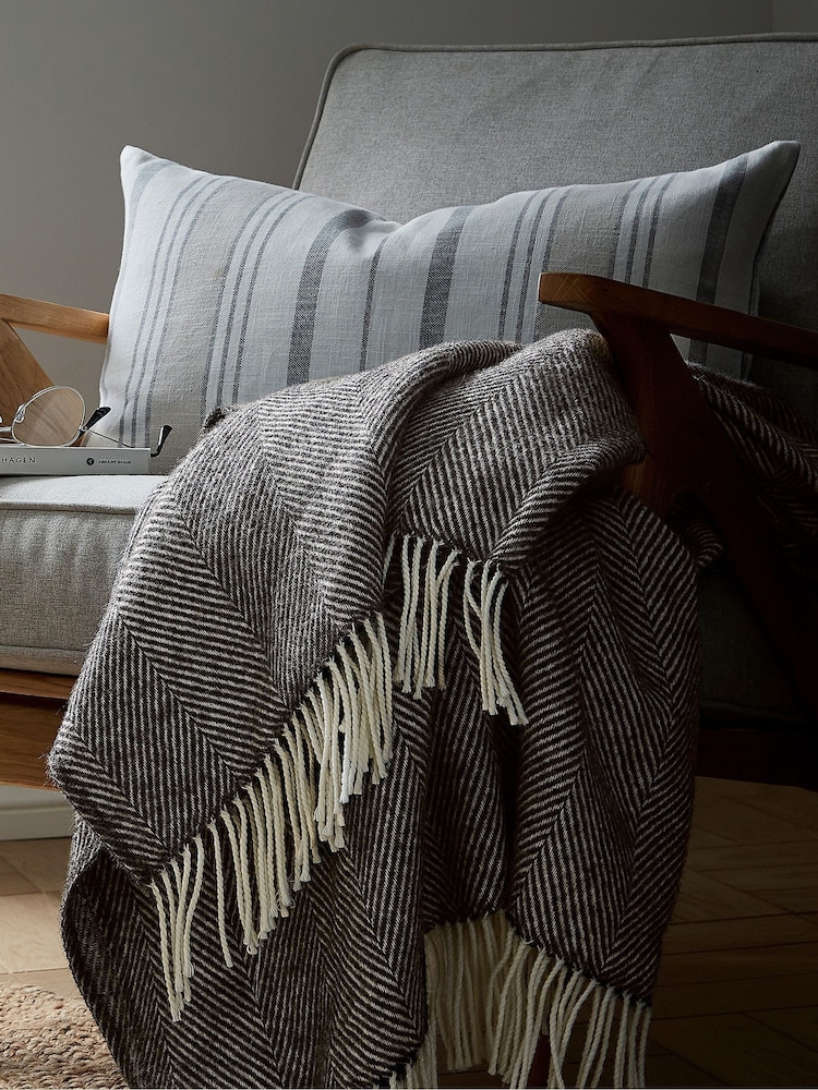 Murmur Storm Grey Ennis 100% Wool Throw - Image 1 of 4