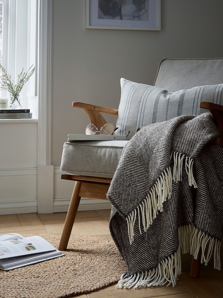 Murmur Storm Grey Ennis 100% Wool Throw - Image 2 of 4