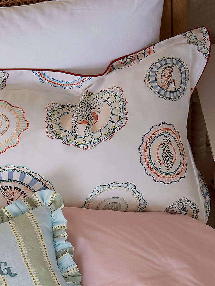 Yvonne Ellen Multi Vintage Plates Cotton Pillowcase Pair - Image 1 of 6