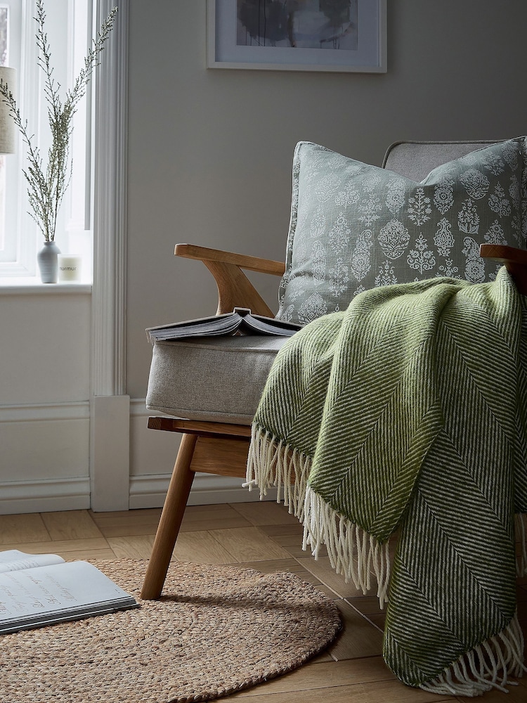 Murmur Dark Sage Ennis 100% Wool Throw - Image 2 of 3