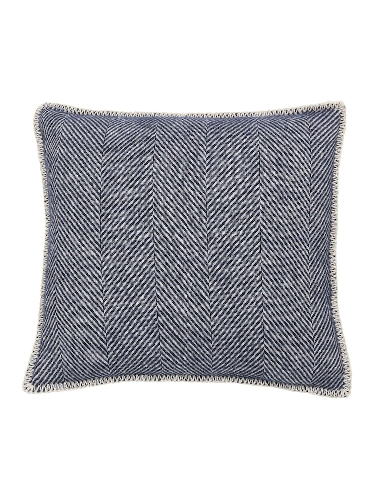 Murmur Navy Ennis 100% Wool Cushion - Image 2 of 4 Murmur Navy Ennis 100% Wool Cushion - Image 2 of 4