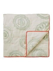 Yvonne Ellen Fresh Sage Vintage Plates Quilted Throw - Image 4 of 4