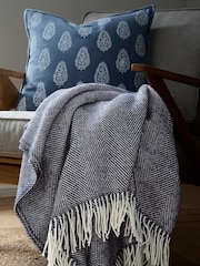 Murmur Navy Ennis 100% Wool Throw - Image 1 of 4