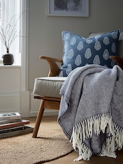 Murmur Navy Ennis 100% Wool Throw - Image 3 of 4