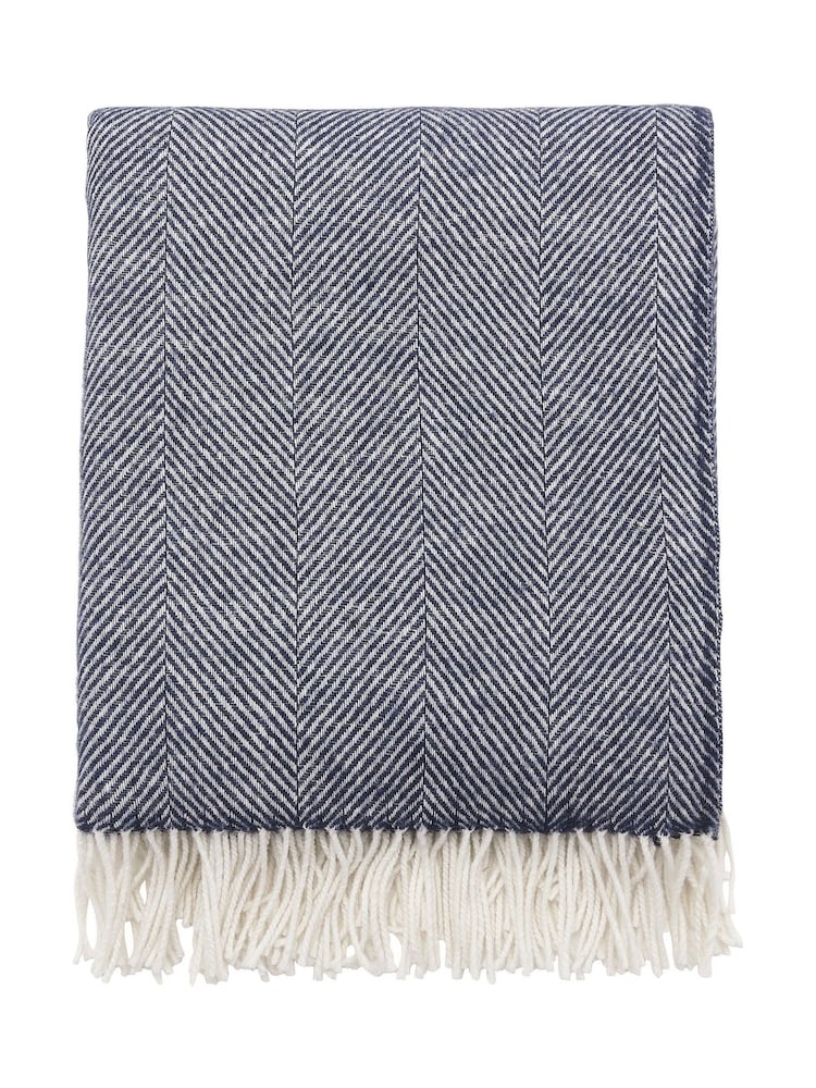 Murmur Navy Ennis 100% Wool Throw - Image 4 of 4 Murmur Navy Ennis 100% Wool Throw - Image 4 of 4