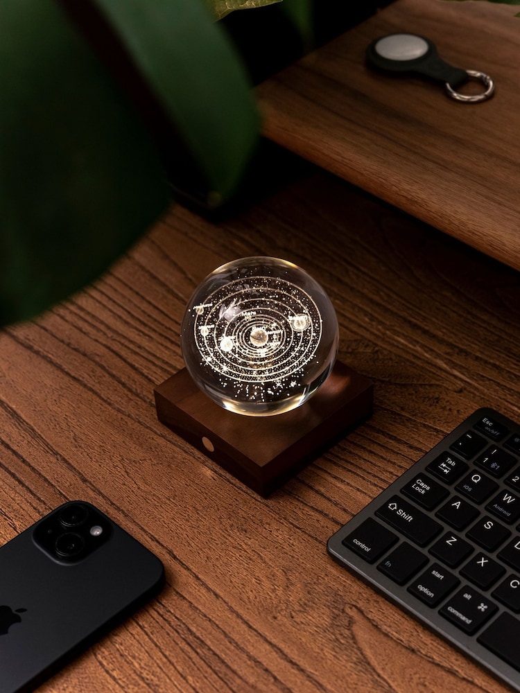 Gingko Walnut Amber Crystal Light with 3D Laser Solar System - Image 2 of 5 Gingko Walnut Amber Crystal Light with 3D Laser Solar System - Image 2 of 5