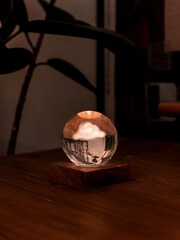 Gingko Walnut Amber Crystal Light with 3D Laser Rain Cloud - Image 2 of 5
