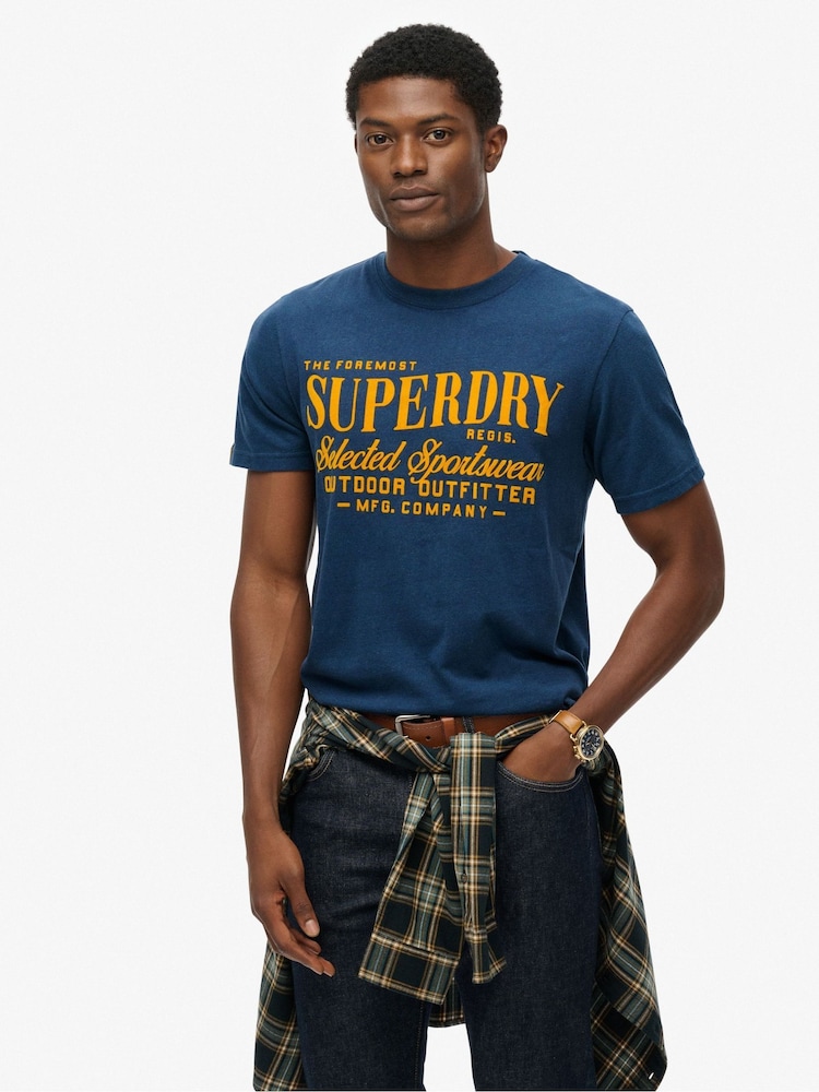 Superdry Blue Outdoor Supply Company Relaxed T-Shirt - Image 1 of 6
