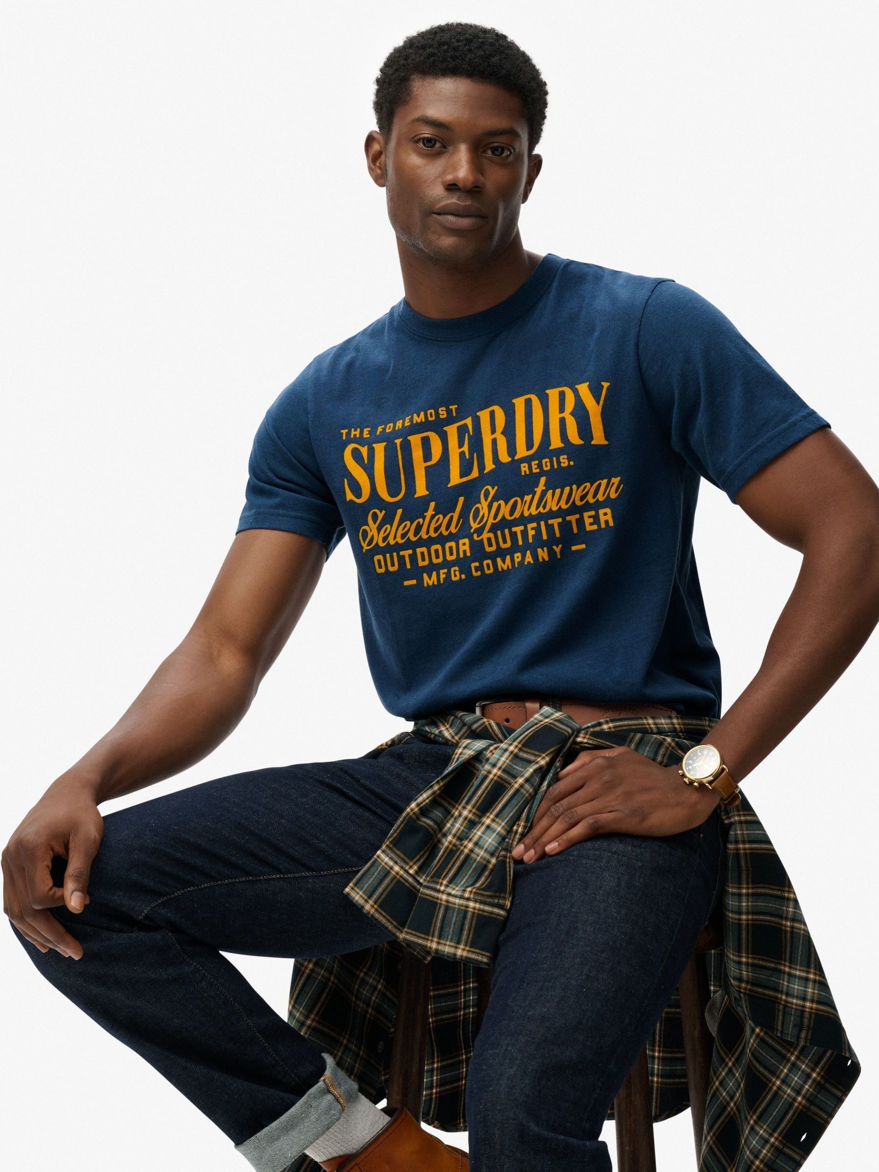 Buy Superdry Blue Outdoor Supply Company Relaxed T-Shirt from Next
