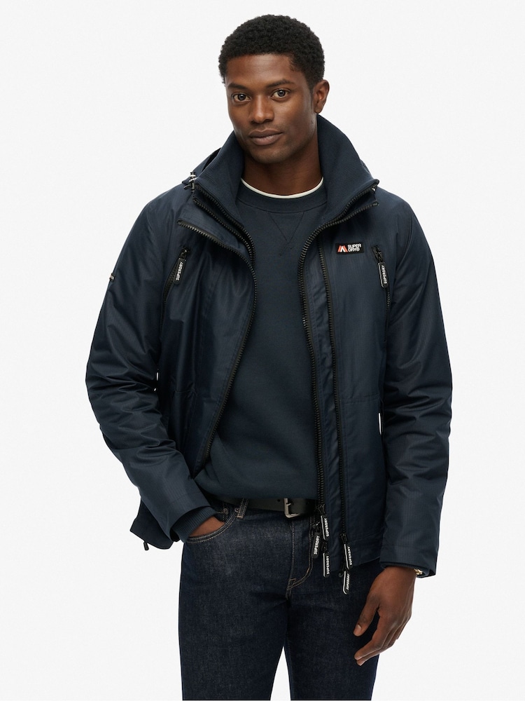 Superdry Blue Hooded Mountain Windbreaker Jacket - Image 1 of 7 Superdry Blue Hooded Mountain Windbreaker Jacket - Image 1 of 7
