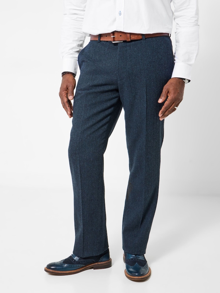Joe Browns Blue Handsome Herringbone Trousers - Image 1 of 6 Joe Browns Blue Handsome Herringbone Trousers - Image 1 of 6