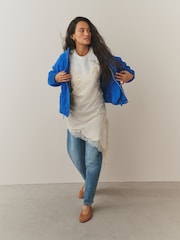 Cobalt Blue Embroidered Quilted Jacket - Image 2 of 8