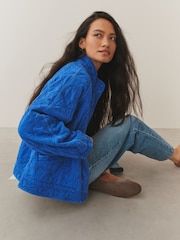 Cobalt Blue Embroidered Quilted Jacket - Image 3 of 8