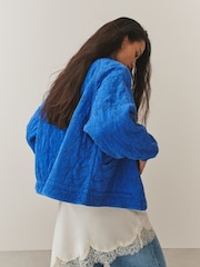 Cobalt Blue Embroidered Quilted Jacket - Image 5 of 8