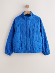 Cobalt Blue Embroidered Quilted Jacket - Image 6 of 8