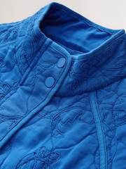Cobalt Blue Embroidered Quilted Jacket - Image 7 of 8