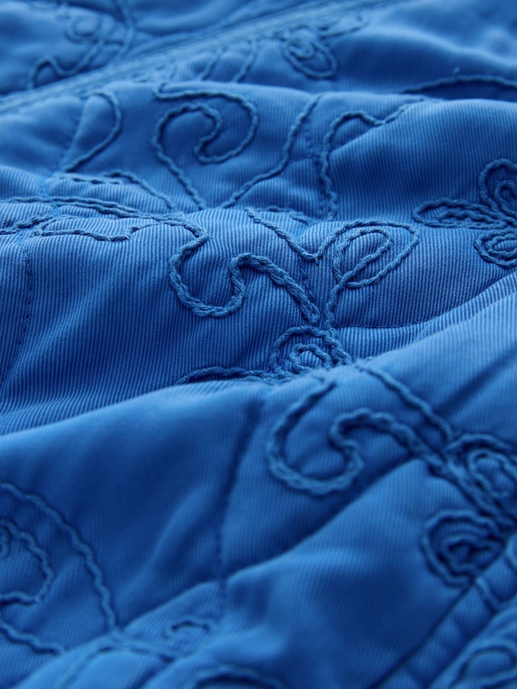 Cobalt Blue Embroidered Quilted Jacket - Image 8 of 8