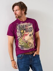 Joe Browns Purple Anarchy Placement Print T-Shirt - Image 1 of 6