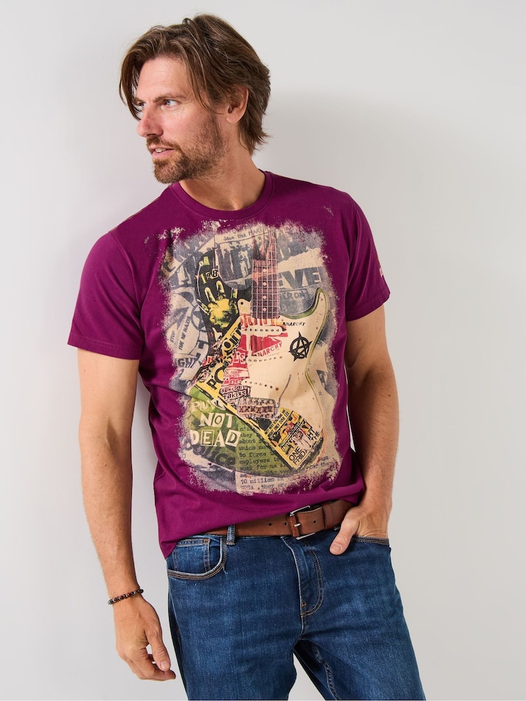Joe Browns Purple Anarchy Placement Print T-Shirt - Image 1 of 6