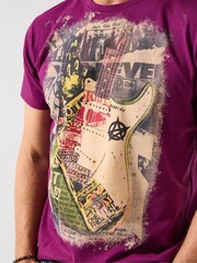 Joe Browns Purple Anarchy Placement Print T-Shirt - Image 2 of 6