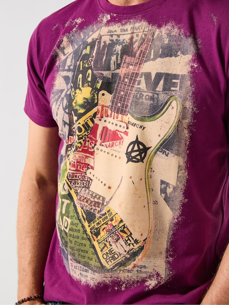 Joe Browns Purple Anarchy Placement Print T-Shirt - Image 2 of 6