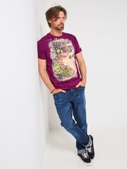Joe Browns Purple Anarchy Placement Print T-Shirt - Image 3 of 6