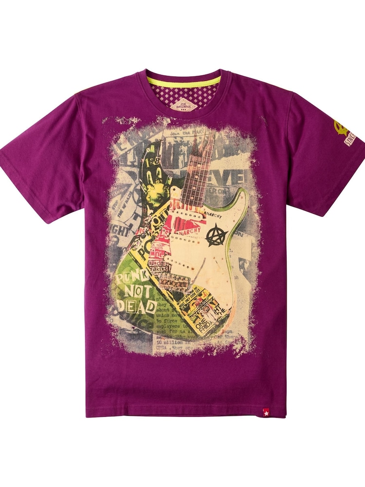 Joe Browns Purple Anarchy Placement Print T-Shirt - Image 6 of 6