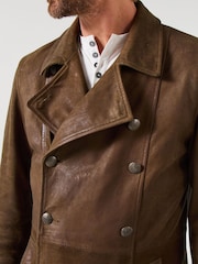 Joe Browns Brown Classic Military Overcoat - Image 5 of 8