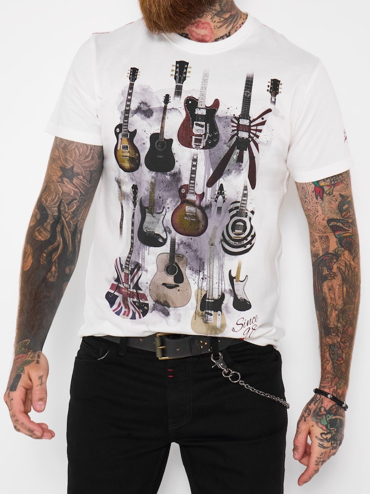 Joe Browns White Guitar Graphic T-Shirt - Image 2 of 5 Joe Browns White Guitar Graphic T-Shirt - Image 2 of 5