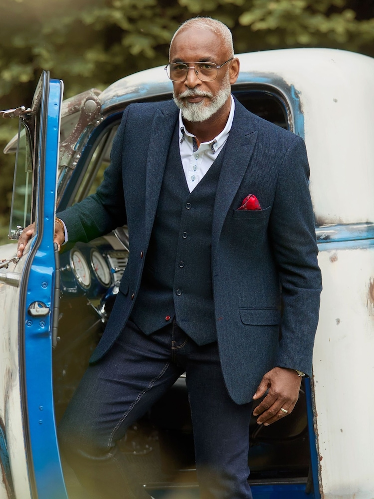 Joe Browns Blue Handsome Herringbone Blazer - Image 1 of 7 Joe Browns Blue Handsome Herringbone Blazer - Image 1 of 7