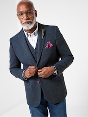 Joe Browns Blue Handsome Herringbone Blazer - Image 2 of 7