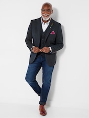 Joe Browns Blue Handsome Herringbone Blazer - Image 5 of 7