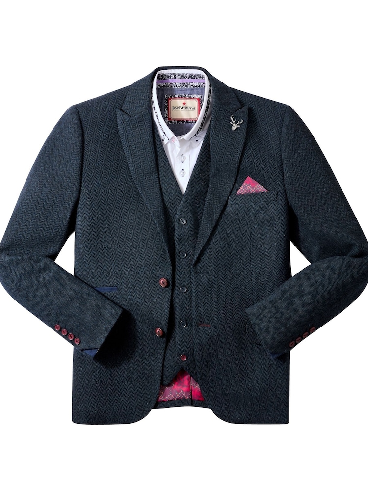 Joe Browns Blue Handsome Herringbone Blazer - Image 7 of 7