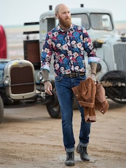 Joe Browns Blue All Over Skull Print Shirt - Image 1 of 6