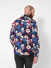 Joe Browns Blue All Over Skull Print Shirt - Image 4 of 6
