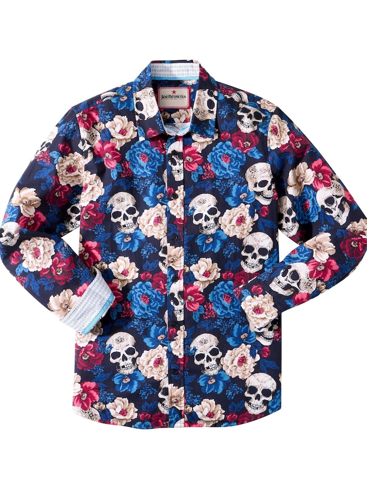Joe Browns Blue All Over Skull Print Shirt - Image 6 of 6