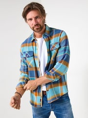 Joe Browns Blue Classic Collar Check Overshirt - Image 2 of 7