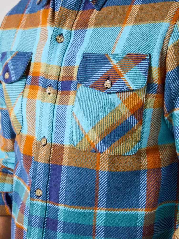 Joe Browns Blue Classic Collar Check Overshirt - Image 7 of 7