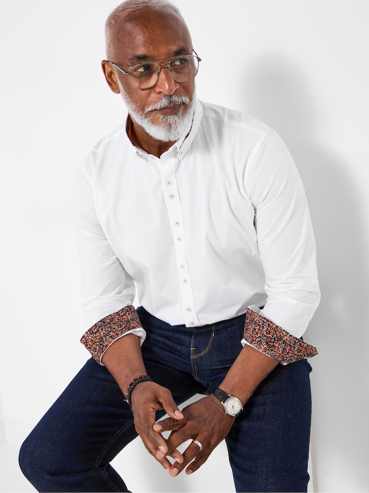 Joe Browns White Contrast Printed Trim Shirt - Image 1 of 6