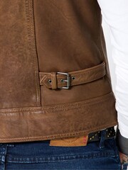 Joe Browns Brown Button-Up Leather Waistcoat - Image 6 of 8
