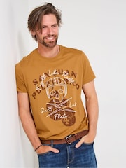 Joe Browns Orange Biker Skull Flatlock Stitch T-Shirt - Image 1 of 5