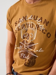 Joe Browns Orange Biker Skull Flatlock Stitch T-Shirt - Image 2 of 5