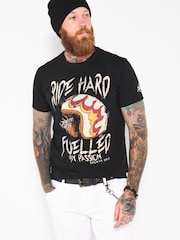 Joe Browns Black Biker Helmet Print T-Shirt - Image 1 of 5
