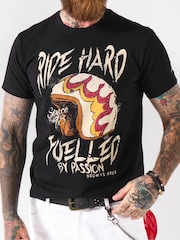 Joe Browns Black Biker Helmet Print T-Shirt - Image 2 of 5