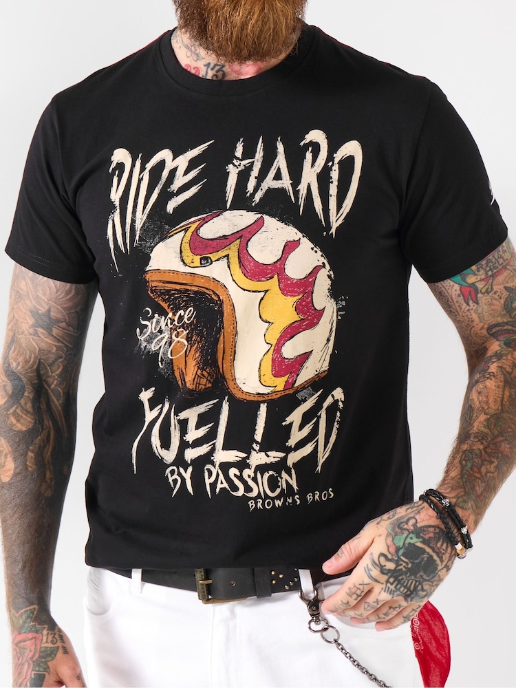 Joe Browns Black Biker Helmet Print T-Shirt - Image 2 of 5 Joe Browns Black Biker Helmet Print T-Shirt - Image 2 of 5