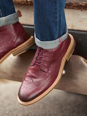 Joe Browns Red Leather Brogue Boots - Image 2 of 6